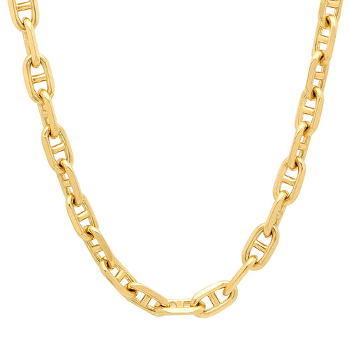 8MM Solid Alternating Mariner Chain in yellow gold