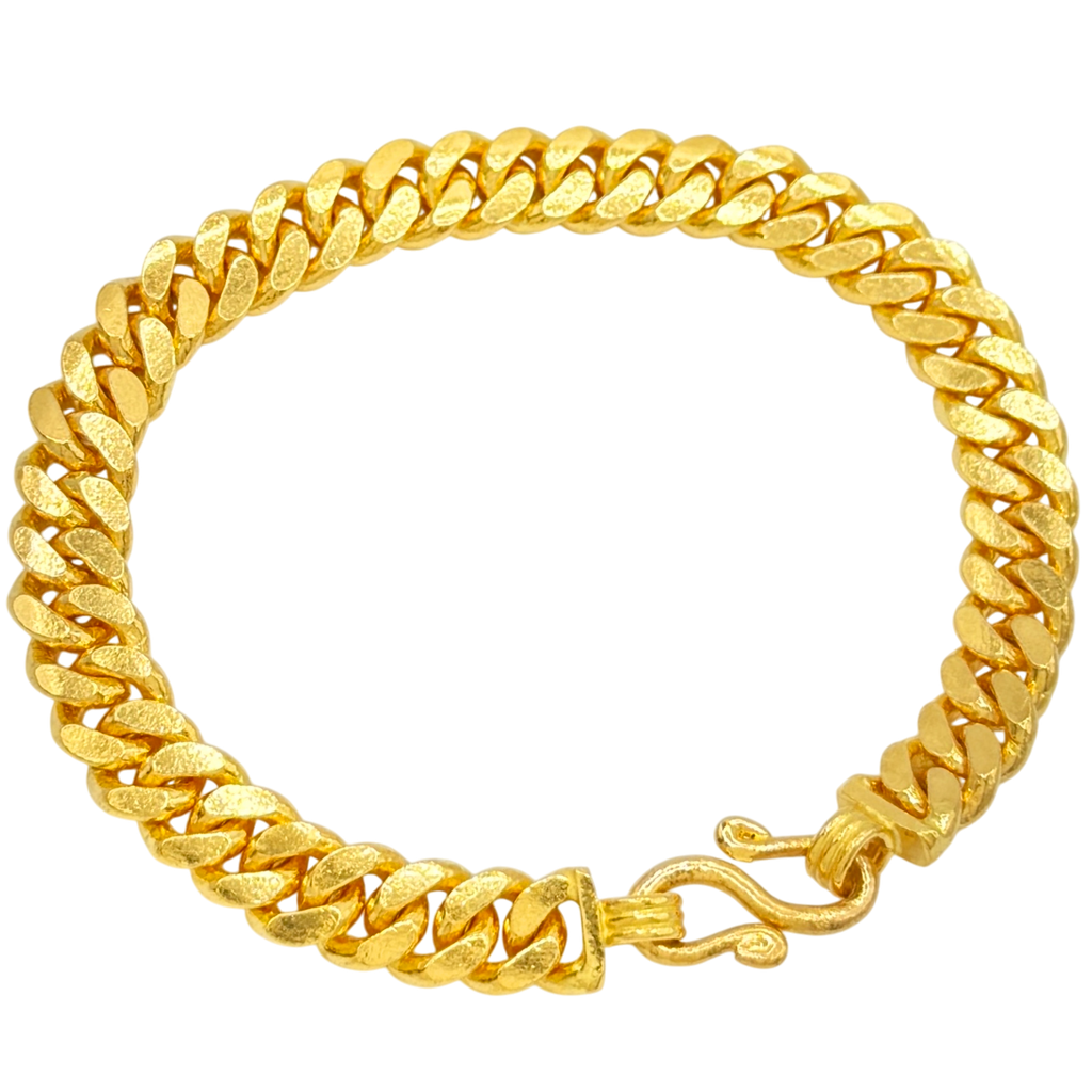 8MM Solid Flat Cuban Link Bracelet in solid 10K-24K gold