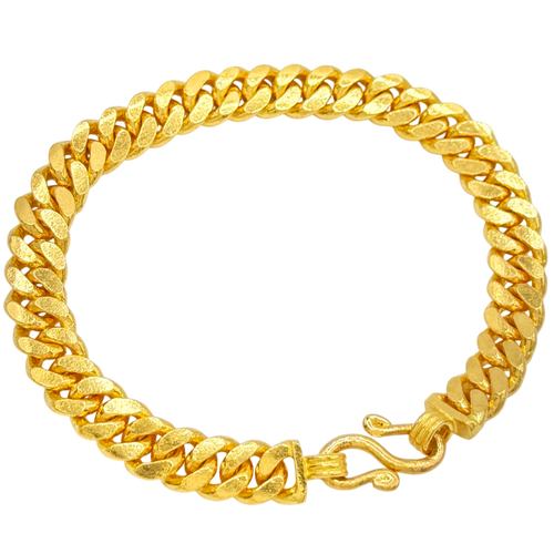 8MM Solid Flat Cuban Link Bracelet in solid 10K-24K gold