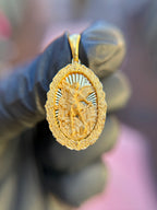 Diamond-Cut Saint Michael with Filigree Border Pendant — detail 3