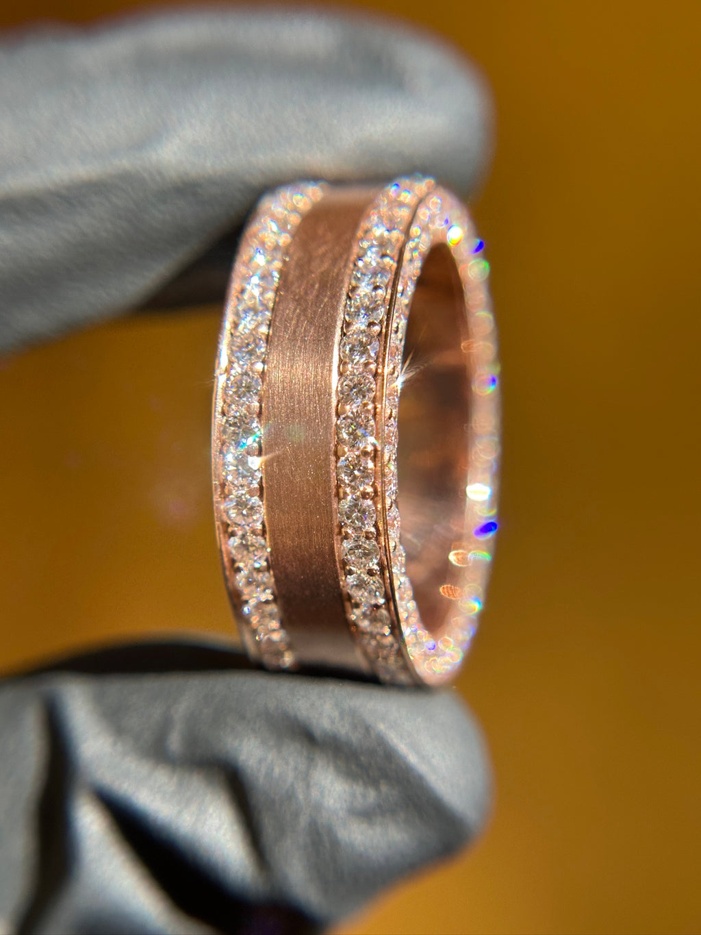 Brushed Center Diamond Ring