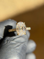 French Pavé Cathedral Hidden Halo Engagement Ring
