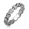 Silver 925 Rhodium Plated Mini Heart Shaped Eternity Ring with CZ - AAR0008