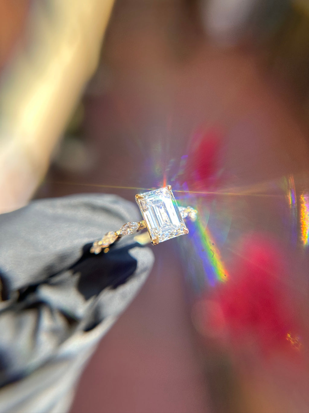 Marquise Accent Solitaire Engagement Ring