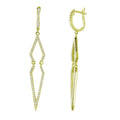 Gold Plated 925 Sterling Silver Dangling Geometric CZ huggie hoop Earrings - ACE00094GP