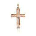 Rose Gold Plated 925 Sterling Silver Cross Micro Pave CZ Dangling Pendant - ACP00067RGP