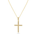 Silver 925 Gold Plated Cross Micro Pave CZ Dangling Pendant - ACP00080GP