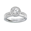 925 Sterling Silver Rhodium Plated Micro Pave CZ Engagement Ring Set - ACR00023