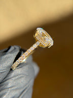 French Pavé Cathedral Hidden Halo Engagement Ring