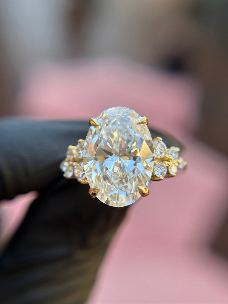 Floral Cluster Accent Engagement Ring