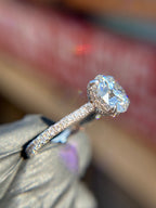 Pavé Cathedral Hidden Halo Engagement Ring