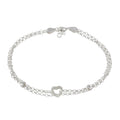 High Polished 925 Sterling Silver Open Heart Center Rolo Link Anklet - ANK00014