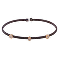 Black Rhodium Plated 925 Sterling Silver Three Rose Gold Circle Open Bangle with CZ - ARB00005BLK