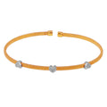 Rose Gold Plated 925 Sterling Silver Three Heart Open Bangle with CZ - ARB00006RGP