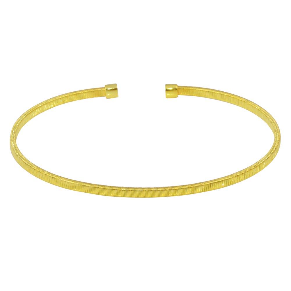 Gold Plated 925 Sterling Silver Open Flat Bangle - ARB00007GP