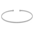 Rhodium Plated 925 Sterling Silver Open Flat Bangle - ARB00007RH