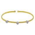 Gold Plated 925 Sterling Silver Three Rose Cuffs with CZ - ARB00008GP