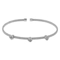 Rhodium Plated 925 Sterling Silver Three Rose Cuffs with CZ - ARB00008RH