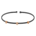 Black Rhodium Plated 925 Sterling Silver Three Clover Rose Gold Plated Bangle with CZ - ARB00009BLK