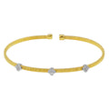 Gold Plated 925 Sterling Silver Three Clover Cuffs with CZ- ARB00009GP