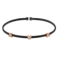Black Rhodium Plated 925 Sterling Silver Three Butterfly Open Bangle with CZ - ARB00010BLK