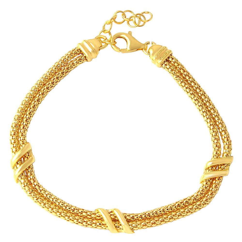 Silver 925 Gold Plated 6 Bar Italian Bracelets - ARB00023GP
