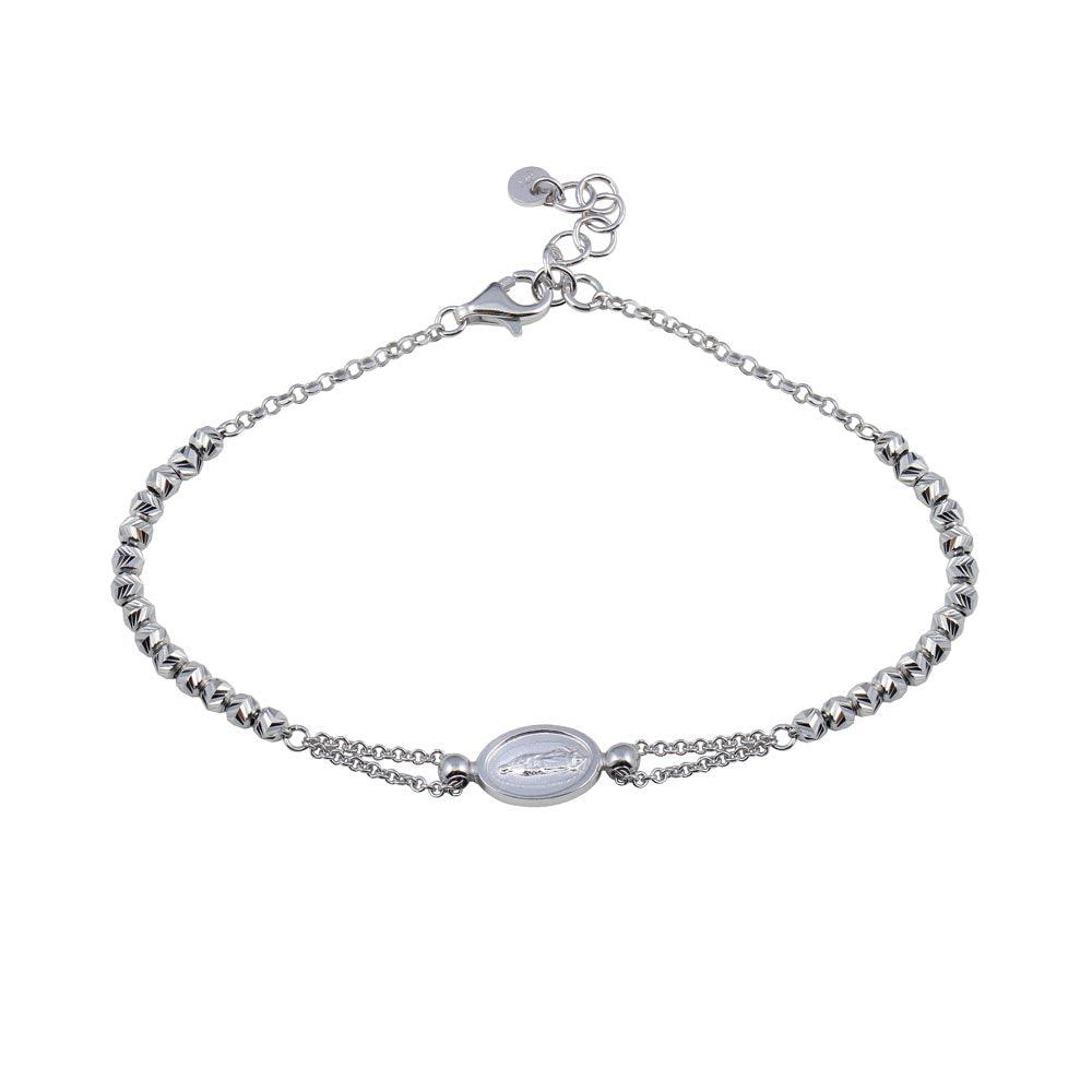 Rhodium Plated 925 Sterling Silver Lady of Guadalupe Bracelet - ARB00026RH