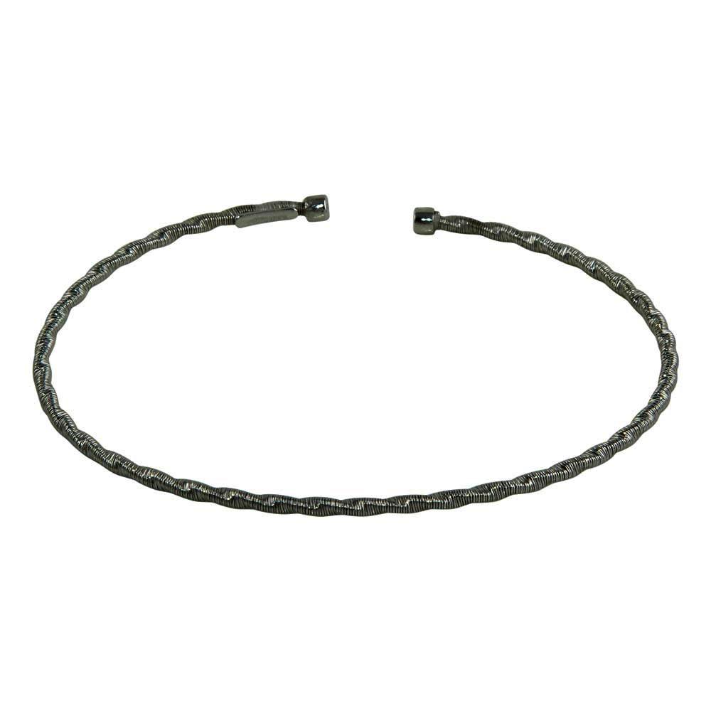 Black Rhodium Plated 925 Sterling Silver Twisted Thin Rope Bangles - ARB00034BLK