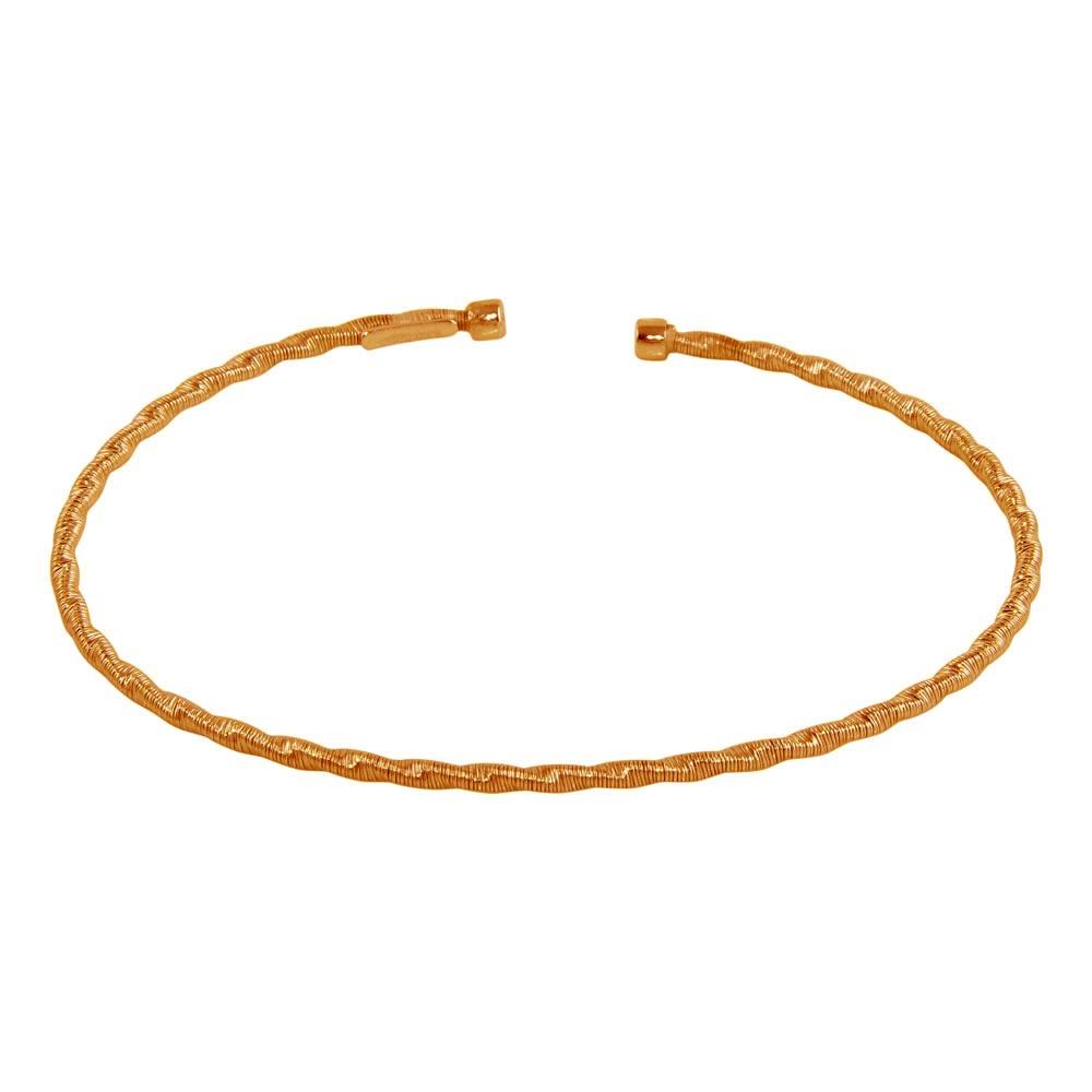 Rose Gold Plated 925 Sterling Silver Twisted Thin Rope Bangles - ARB00034RGP