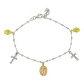 Rhodium Plated 925 Sterling Silver Lady of Guadalupe Three-Tone Charm Bracelets - ARB00035TRI