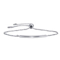 Rhodium Plated 925 Sterling Silver Curve Lariat Bracelet - ARB00052RH