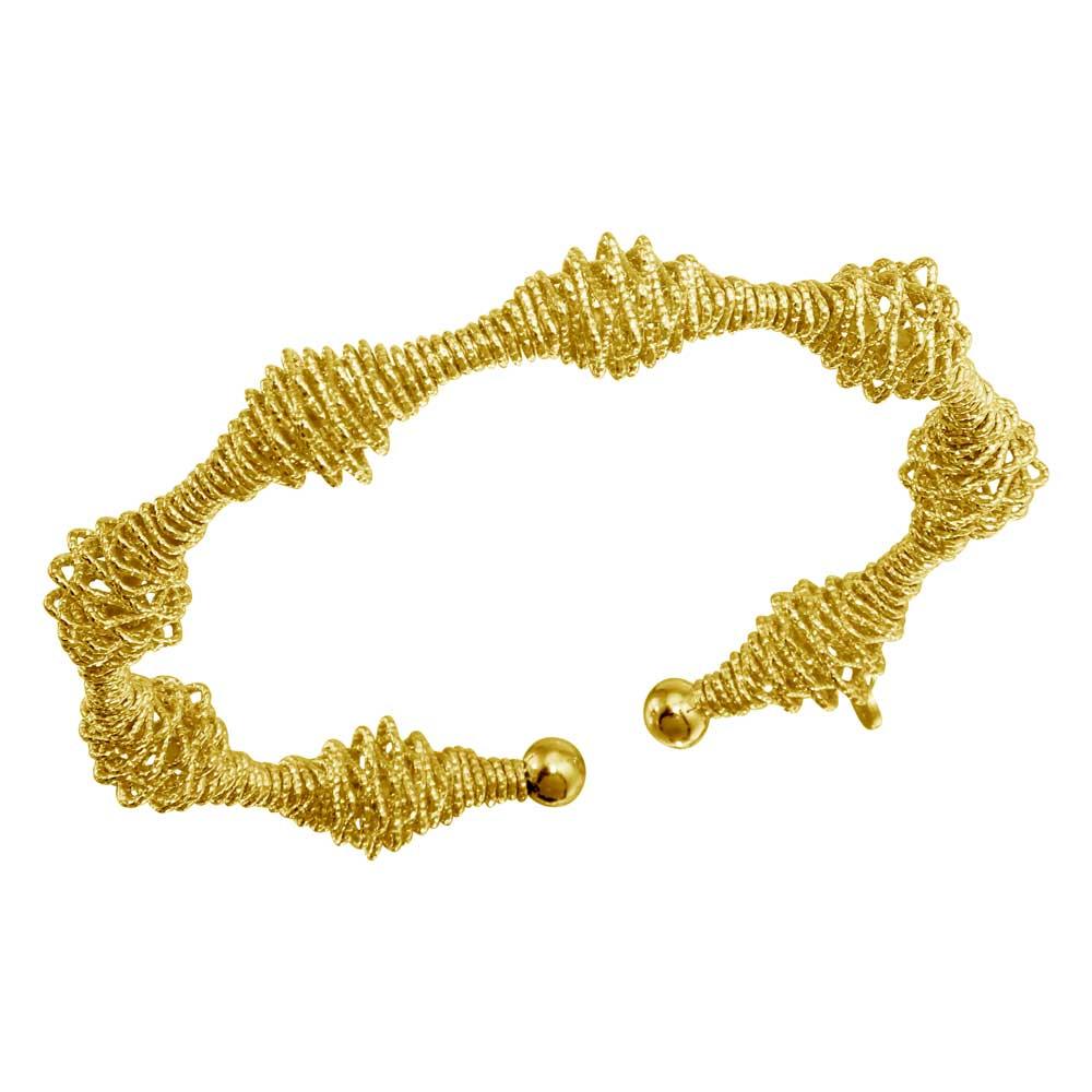 Gold Plated 925 Sterling Silver DC Wire Design Cuff Bracelets - ARB00055GP