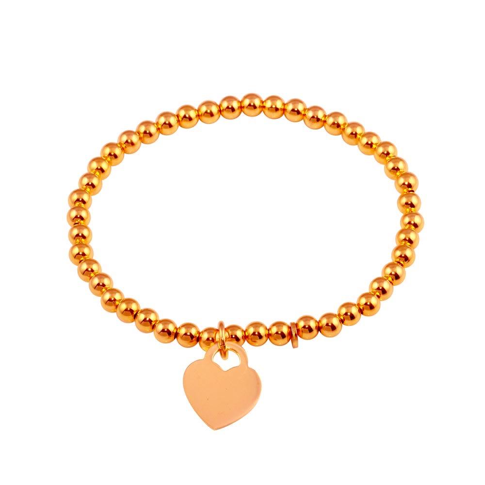 Rose Gold Plated 925 Sterling Silver Heart Beaded Bracelet - ARB00064RGP