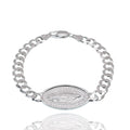 High Polished 925 Sterling Silver 20.5mm x 30.7mm Guadalupe Charm on 7mm Curb Bracelet - ARB00069