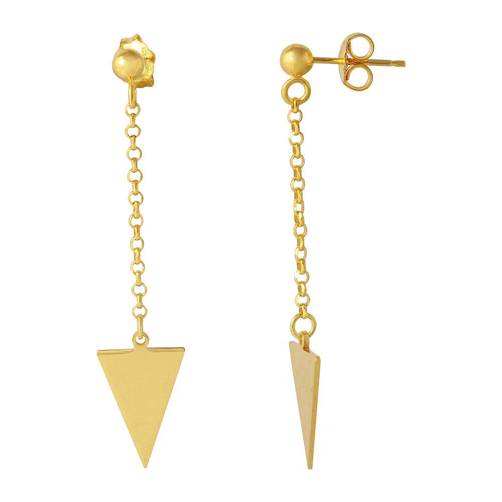 Silver 925 Gold Plated Hanging Triangle Earrings - ARE00006GP