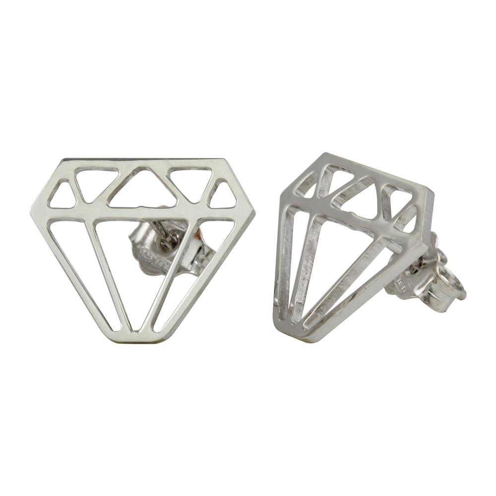 Rhodium Plated 925 Sterling Silver Diamond Earrings - ARE00009RH