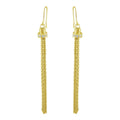 Gold Plated 925 Sterling Silver Tassel Drop Earrings with CZ - ARE00010GP