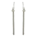 Rhodium Plated 925 Sterling Silver Tassel Drop Earrings with CZ - ARE00010RH