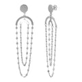 Rhodium Plated 925 Sterling Silver Hanging Double Loop Chain Earrings - ARE00014RH