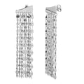 Rhodium Plated 925 Sterling Silver 9 Row Hanging Chain Earring - ARE00015RH