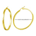 Gold Plated 925 Sterling Silver Electroforming Flat 4mm Hoop Earring - ARE00022GP