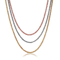 Silver 925 3 Toned Plated 3 Stands Roc Italian Chain - ARN00001TRI
