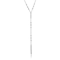 Silver 925 Rhodium Plated Beaded Necklace With A Drop Tag - ARN00013RH