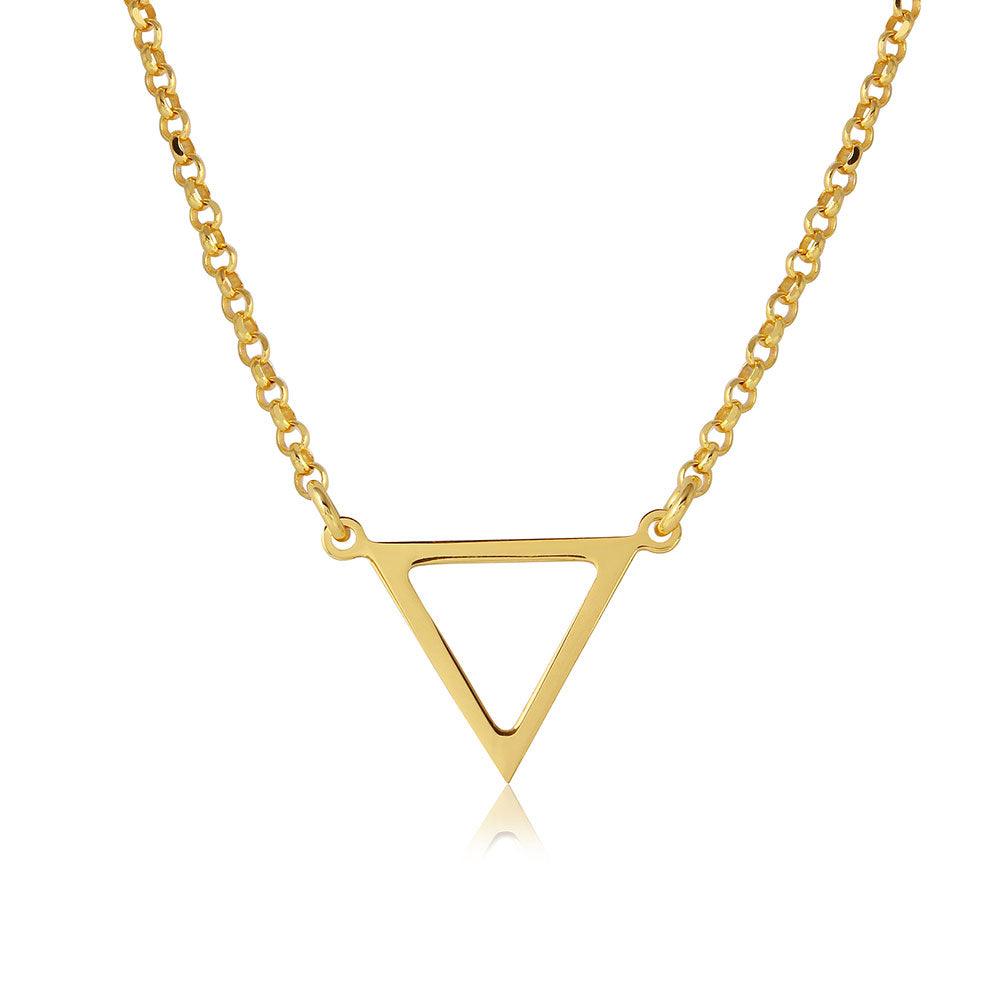 Silver 925 Gold Plated Open Triangle Charm Necklace - ARN00026GP
