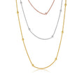 Silver 925 3 Toned 3 Strands Roc Chain With Bead Necklace - ARN00028TRI