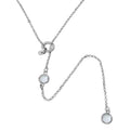 Rhodium Plated 925 Sterling Silver Dropped Clear Round CZ Necklace with Adjustable Ring - ARN00031RHC