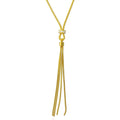 Gold Plated 925 Sterling Silver Tassel Drop Necklace with Connected CZ Ring Knot - ARN00033GP