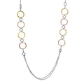 Multi Plated 925 Sterling Silver Multi Open Ring Long Necklace - ARN00037TRI