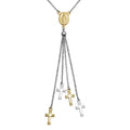 Rhodium Plated 925 Sterling Silver and Gold Plated Rosary Tassel Necklace - ARN00048RH-GP