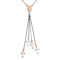 Rhodium Plated 925 Sterling Silver and Rose Gold Plated Rosary Tassel Necklace - ARN00048RH-RGP
